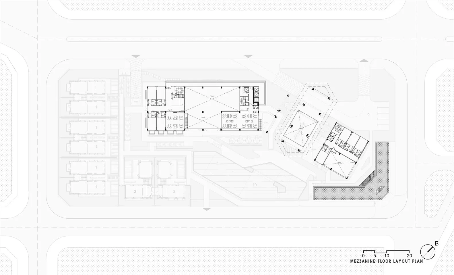 Floor plan layout of an office space on paper