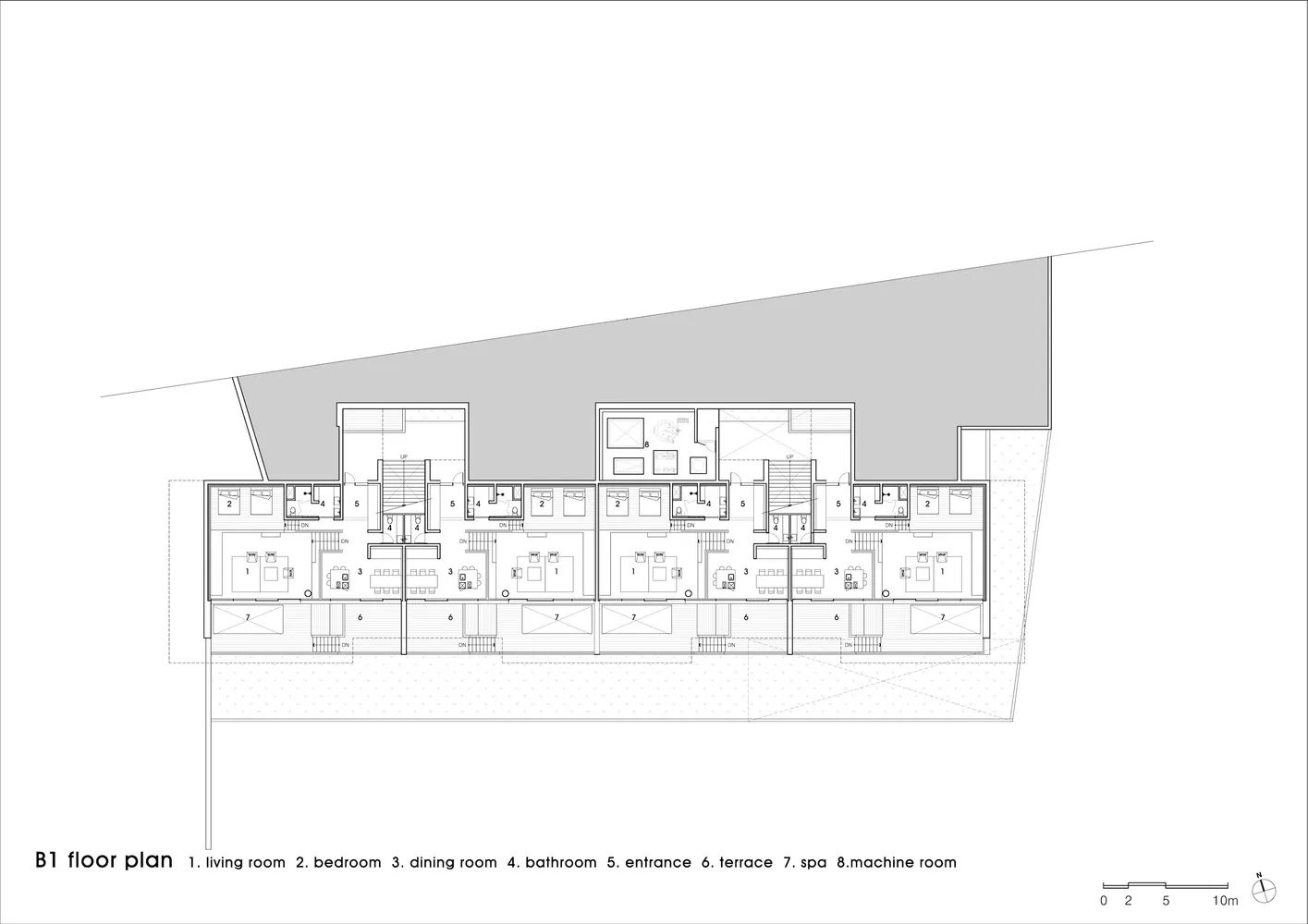 A detailed architectural plan of a residential interior, showing rooms and layout.