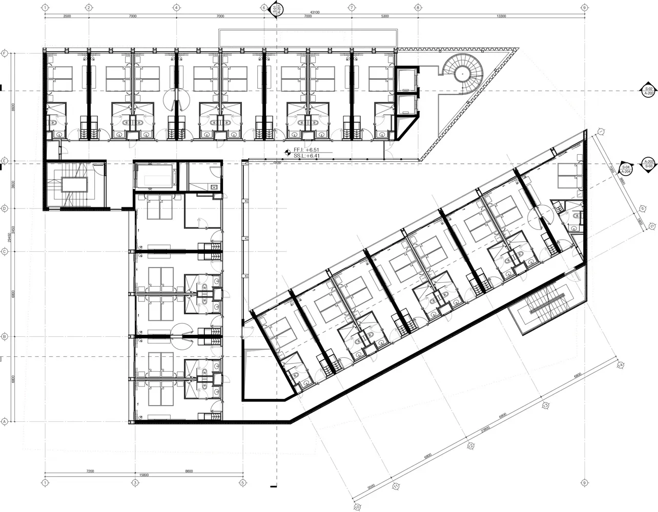 A detailed architectural blueprint of a modern office layout.