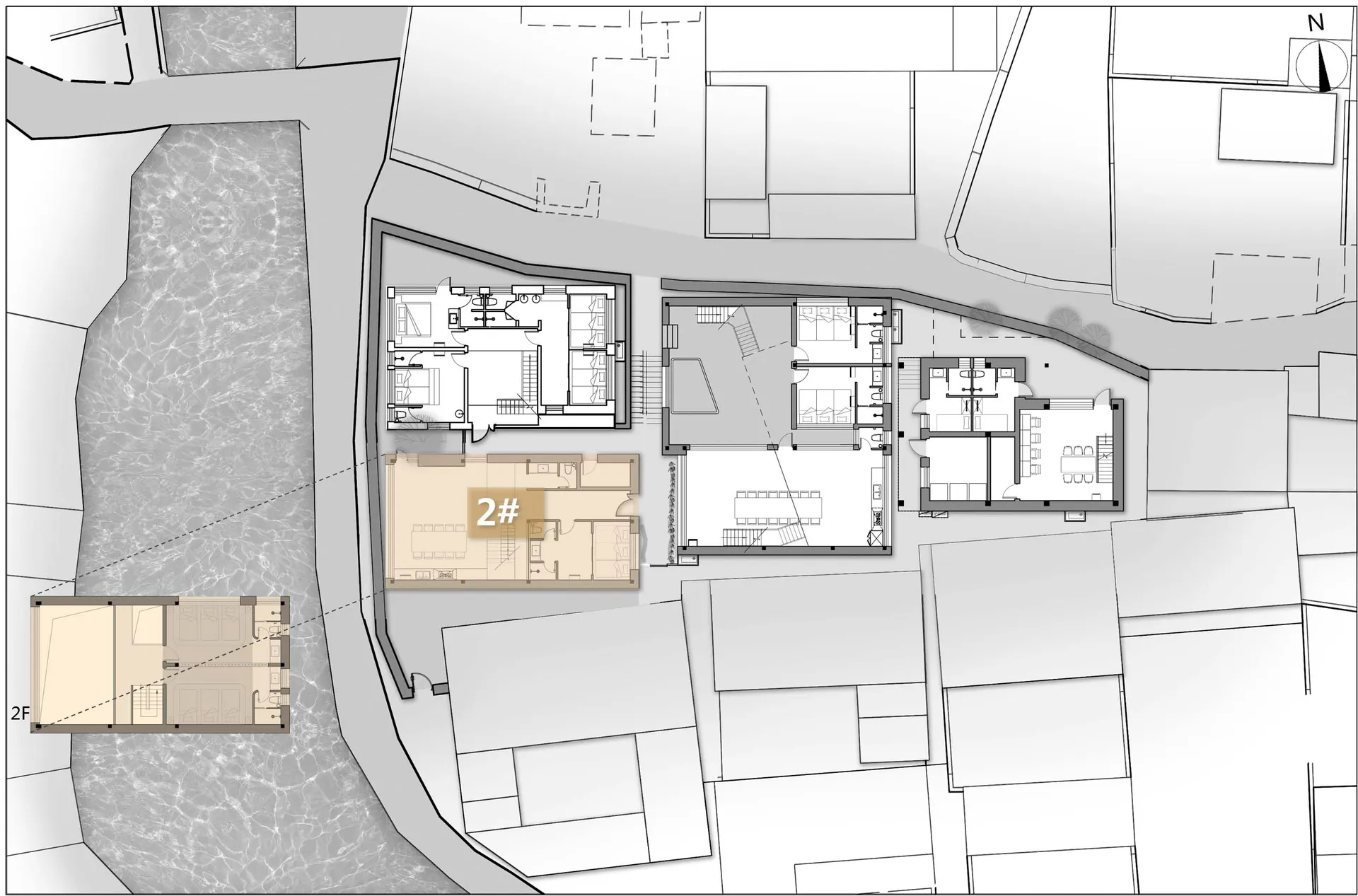 A technical architectural drawing showing the floor layout of a modern building.
