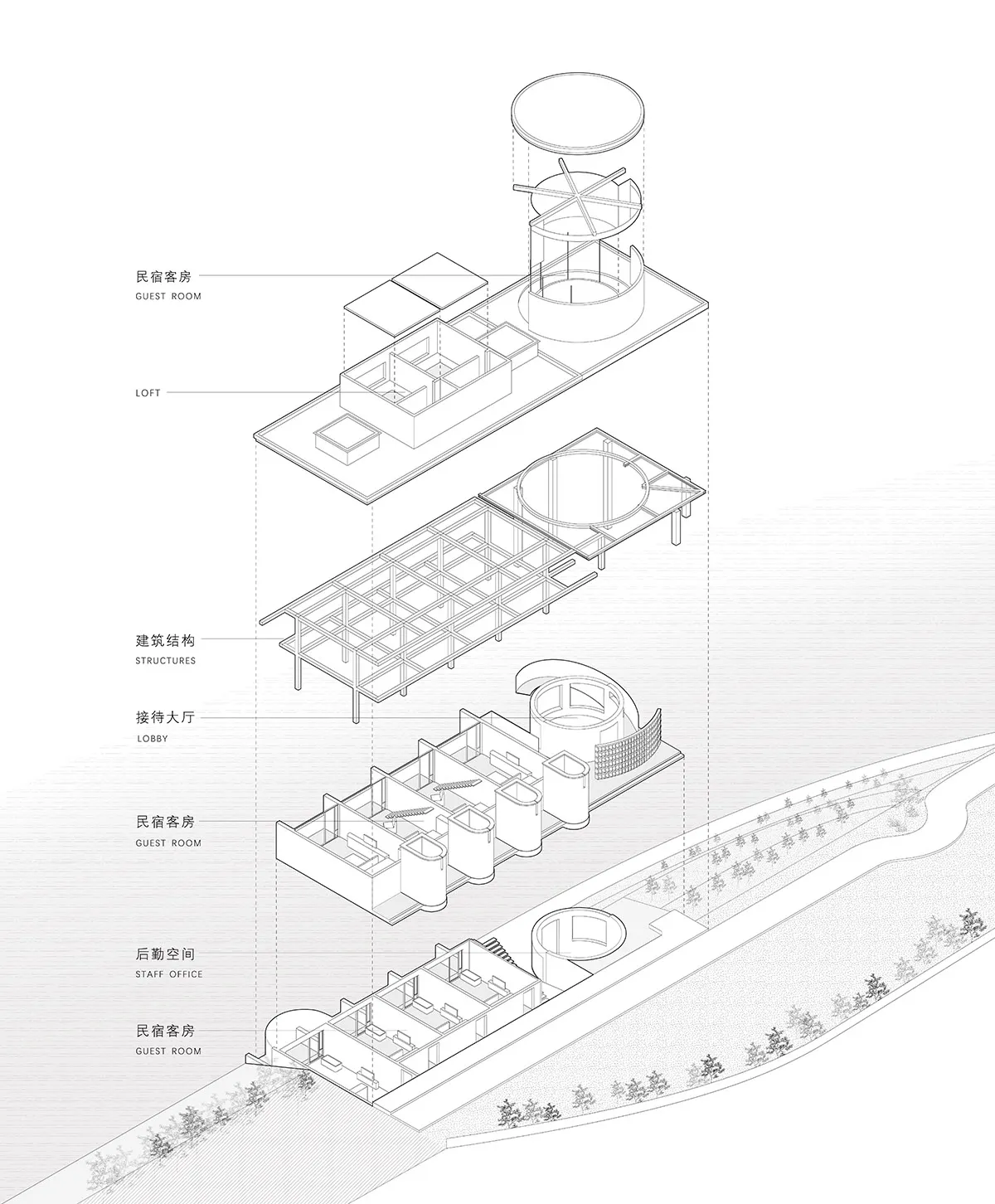 現代建築室內展示玻璃、混凝土與金屬材質
