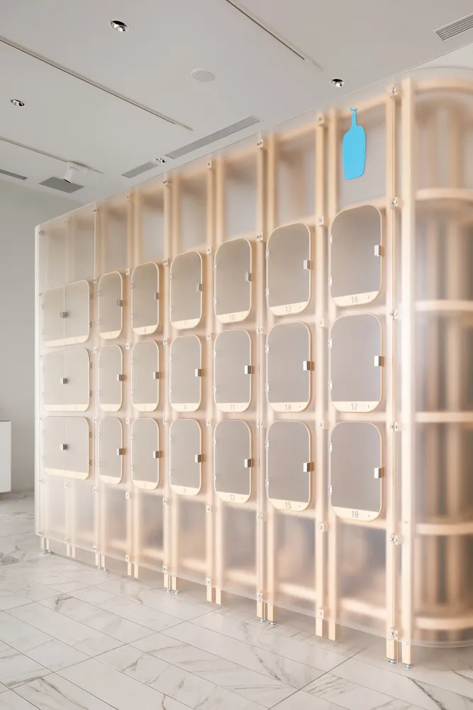 Modern lockers made of glass and metal