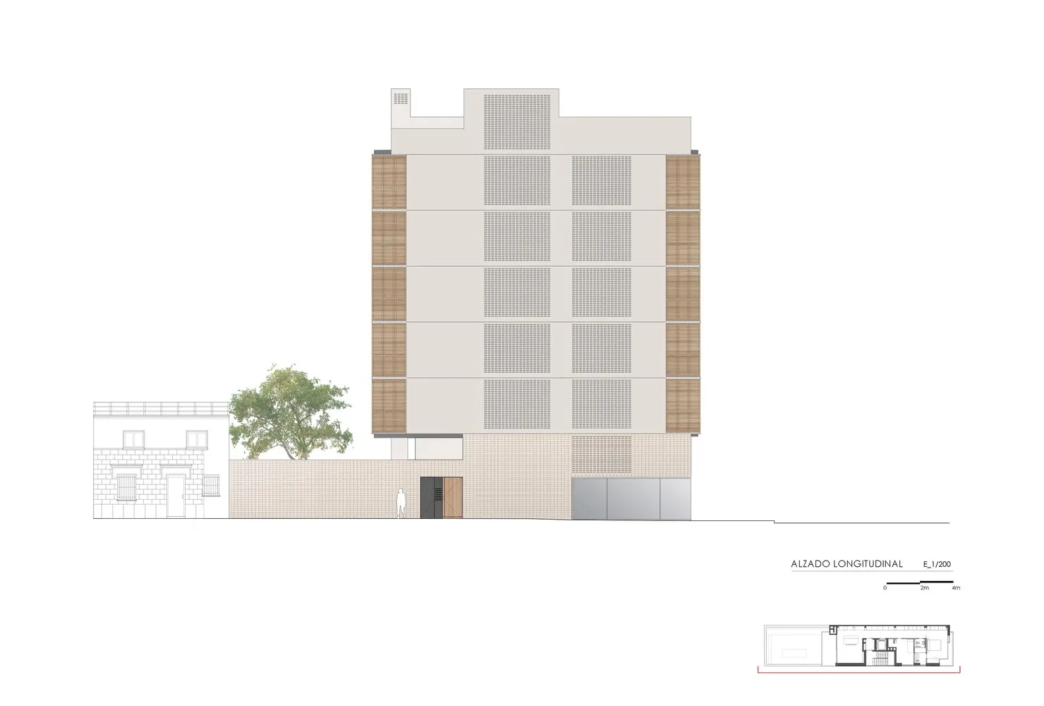 The image depicts a modern residential exterior rendering with a contemporary architectural design, featuring mixed materials