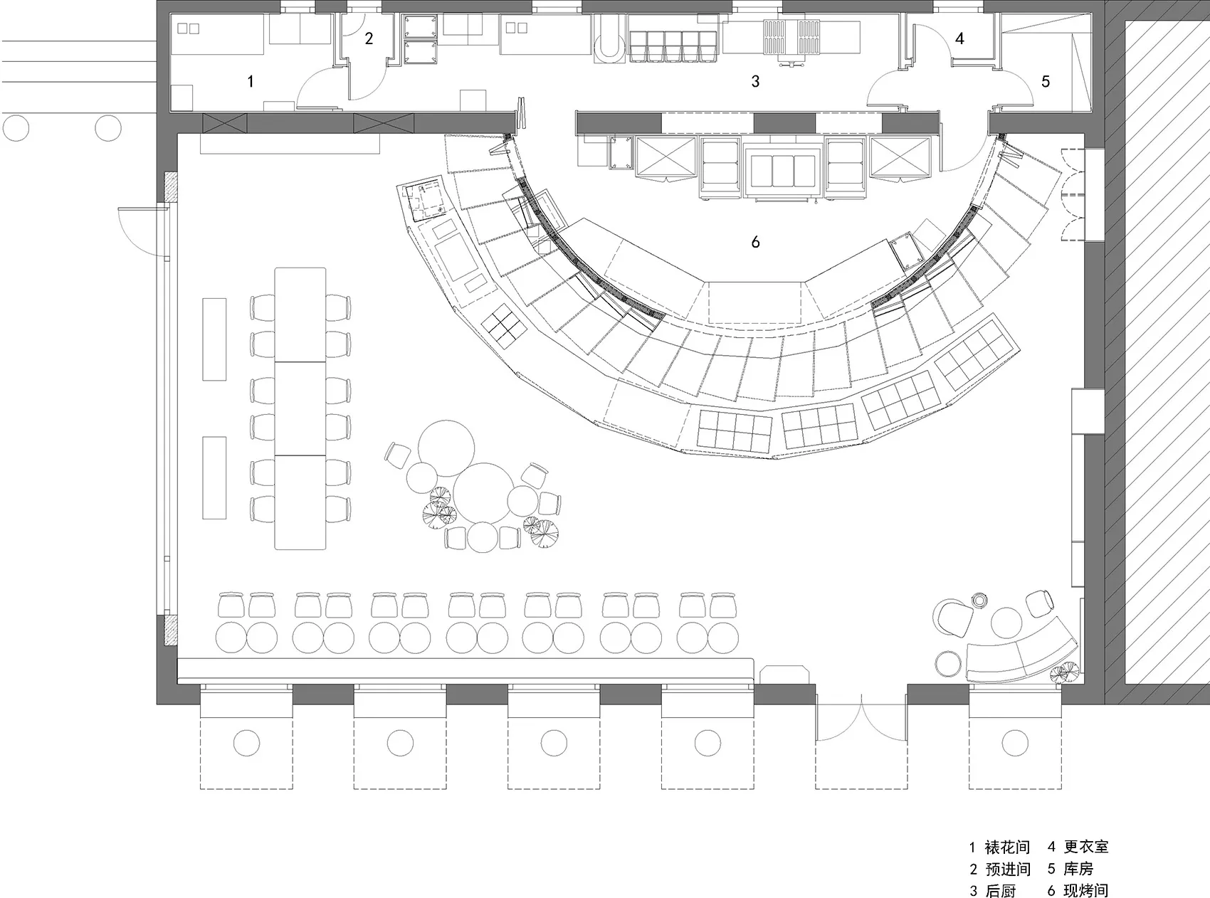 A large room with multiple seating areas, dining tables, and inviting atmosphere, designed for social gatherings or events