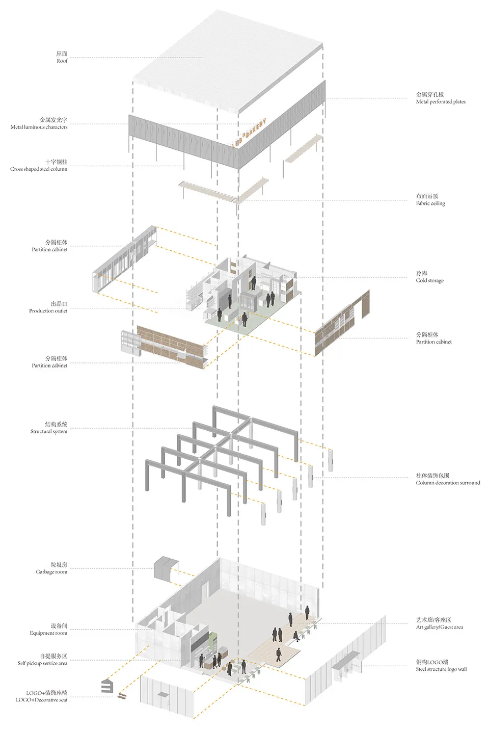 2D floor plan of a modern building with a hallway, rooms, and labeled dimensions and connections