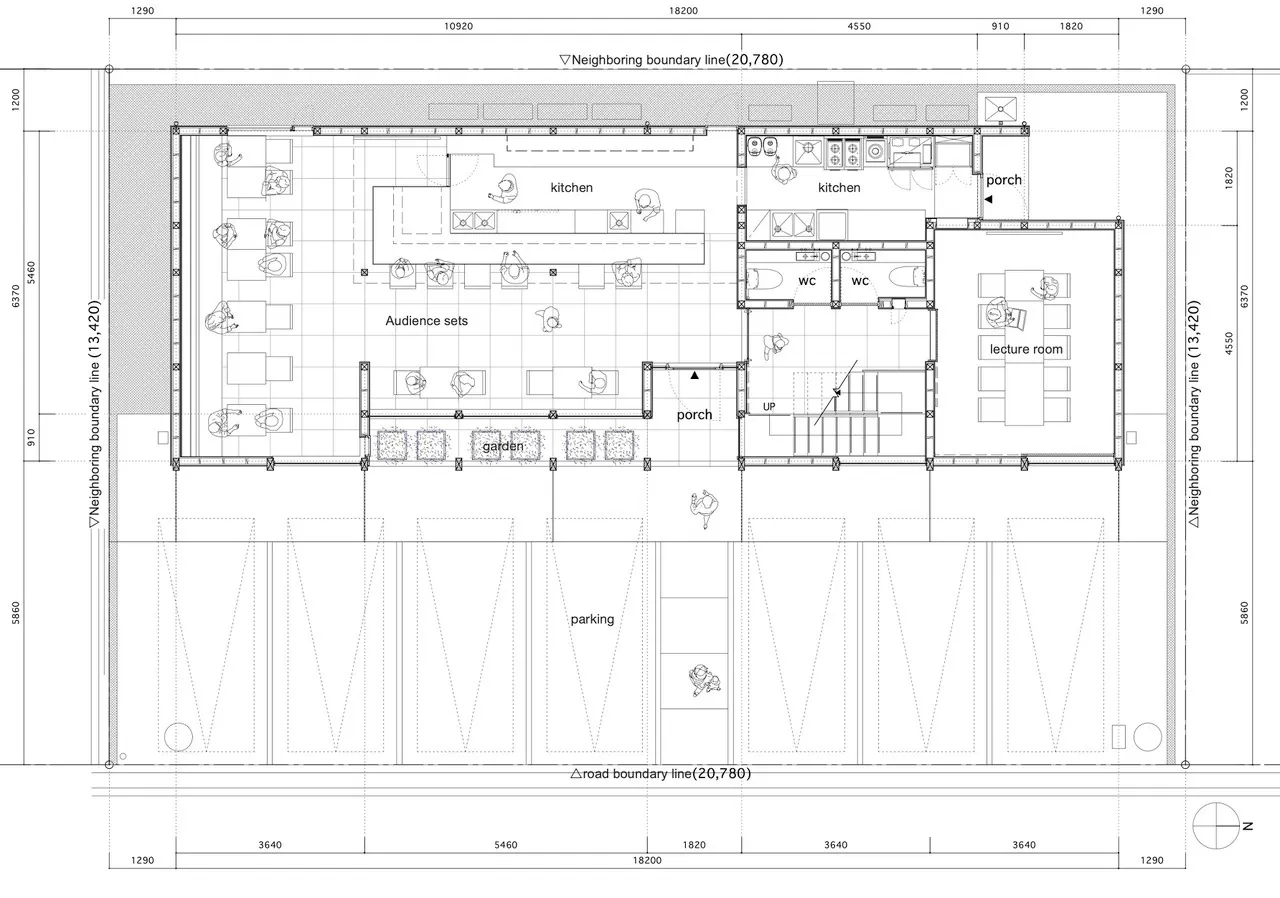 Modern interior design with neutral tones, clean lines, and minimalistic elements, featuring a kitchen, dining room, and living room with natural and artificial lighting