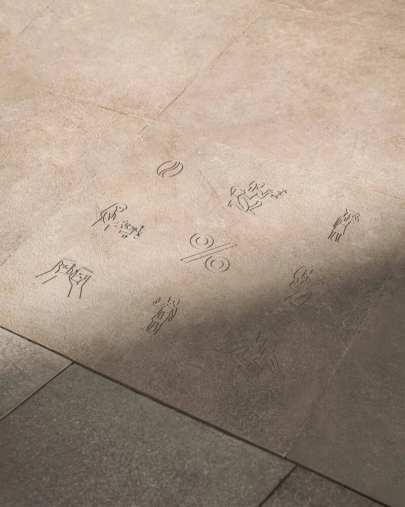 A creative floor plan featuring drawings of people and animals on the ground, with a unique blend of architectural elements and imaginative design