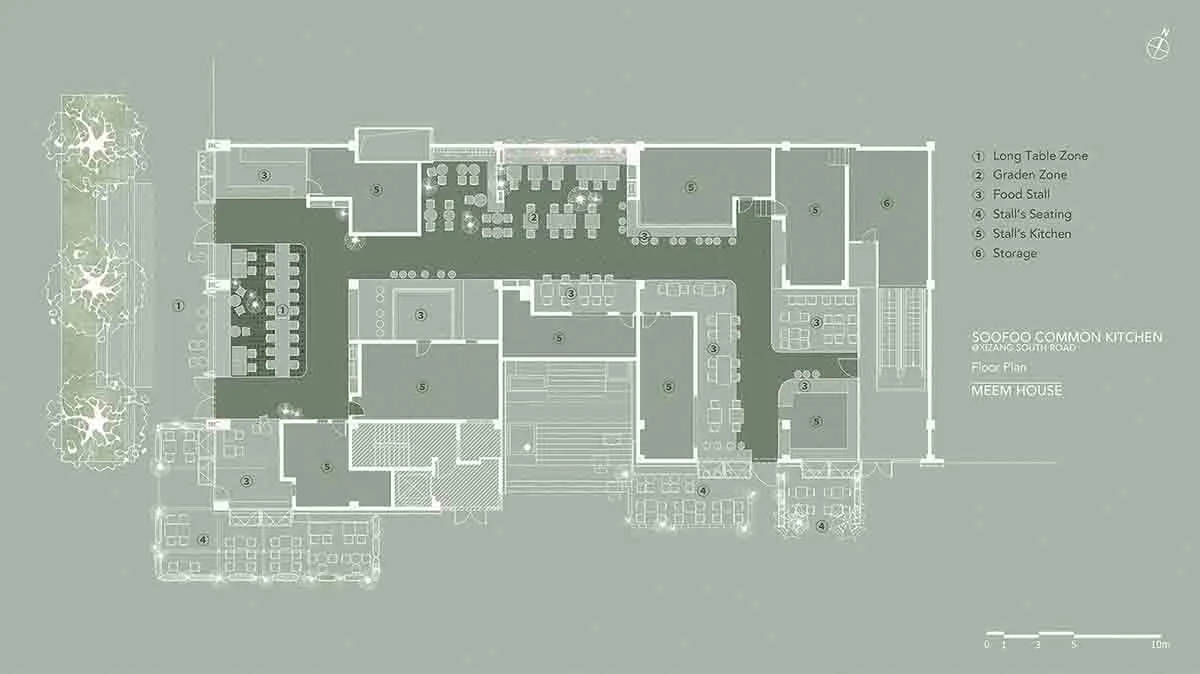 A modern hotel lobby and dining area with multiple seating options, dining tables, and a spacious atmosphere