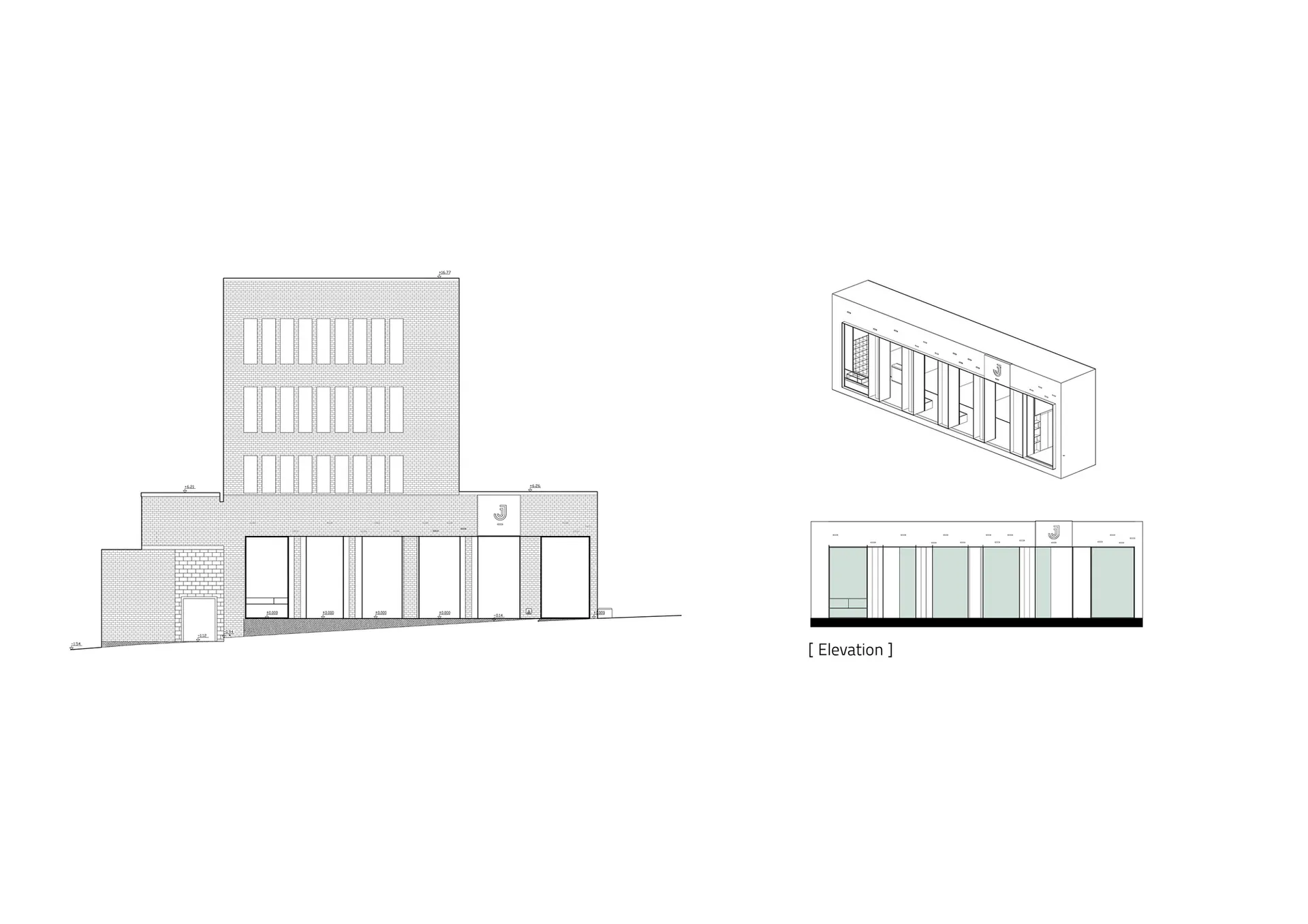 2D floor plan of a building with multiple rooms, including a large white building with many windows, and smaller buildings in the vicinity