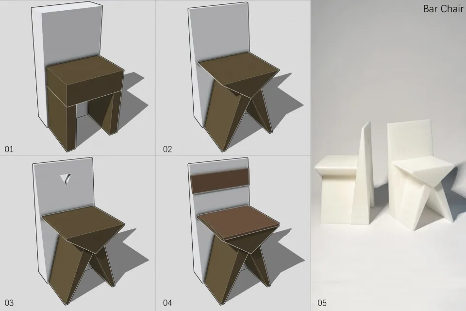 Image of six chairs in various styles and colors, with brown and white seats, showcasing their design and appearance