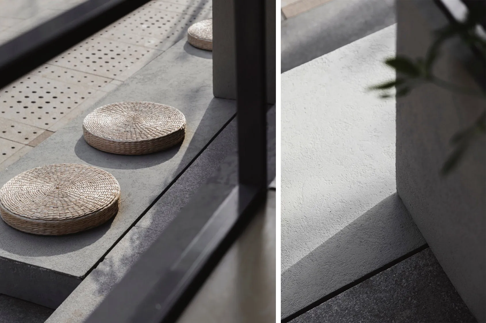 Relaxed outdoor space with wicker chairs on a concrete surface, perfect for spending time outdoors