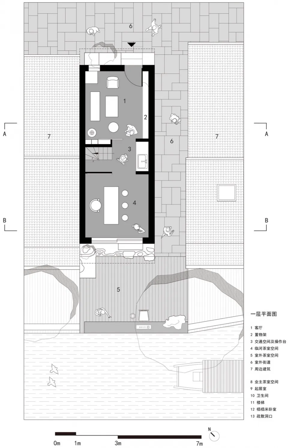 Two-story house floor plan with modern design, open spaces, and efficient layout
