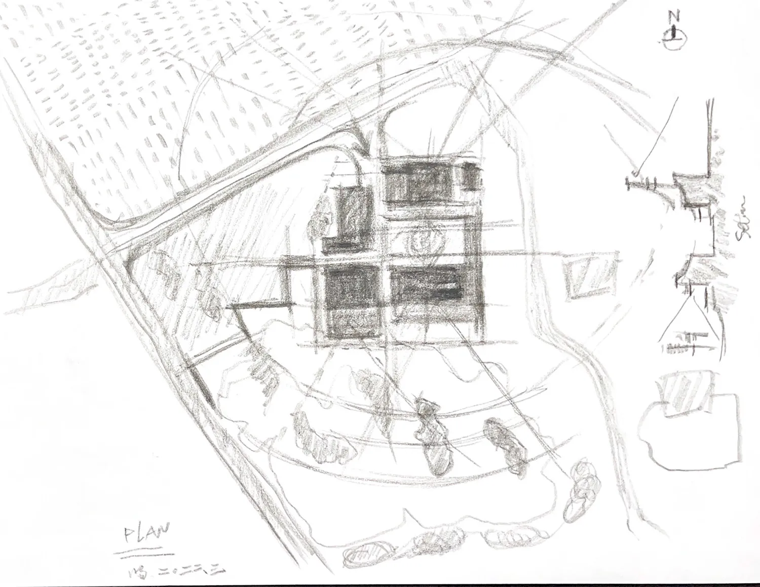 2D floor plan of a house with labeled rooms, doors, and windows, created using traditional drafting techniques