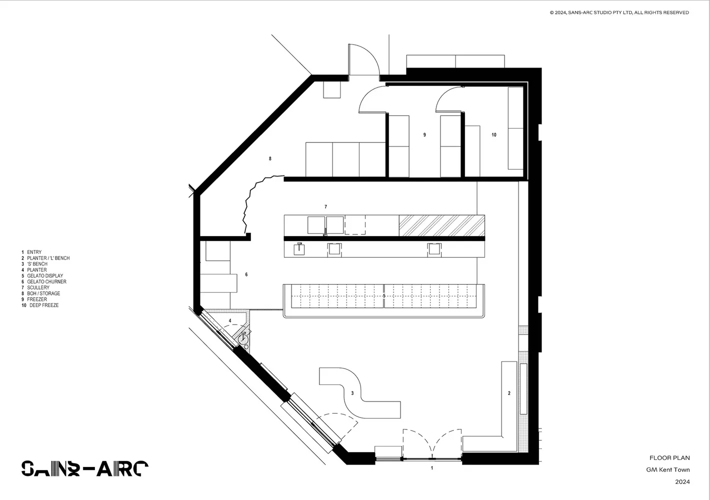 A modern interior space with white walls, clean lines, and minimalistic elements, featuring various rooms and open areas