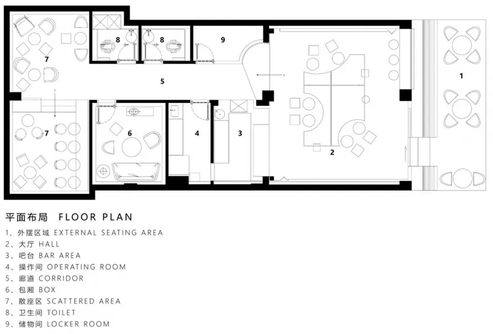 Modern interior design with wood flooring, white walls, and metal fixtures, featuring a bright and open atmosphere with various rooms and seating areas