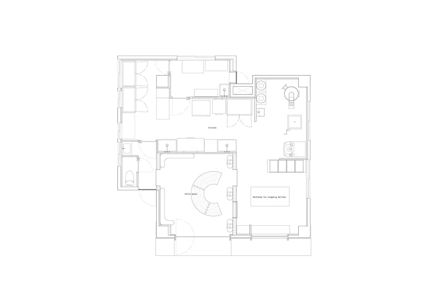 現代多層住宅的建築圖，包含客廳、餐廳、廚房與臥室