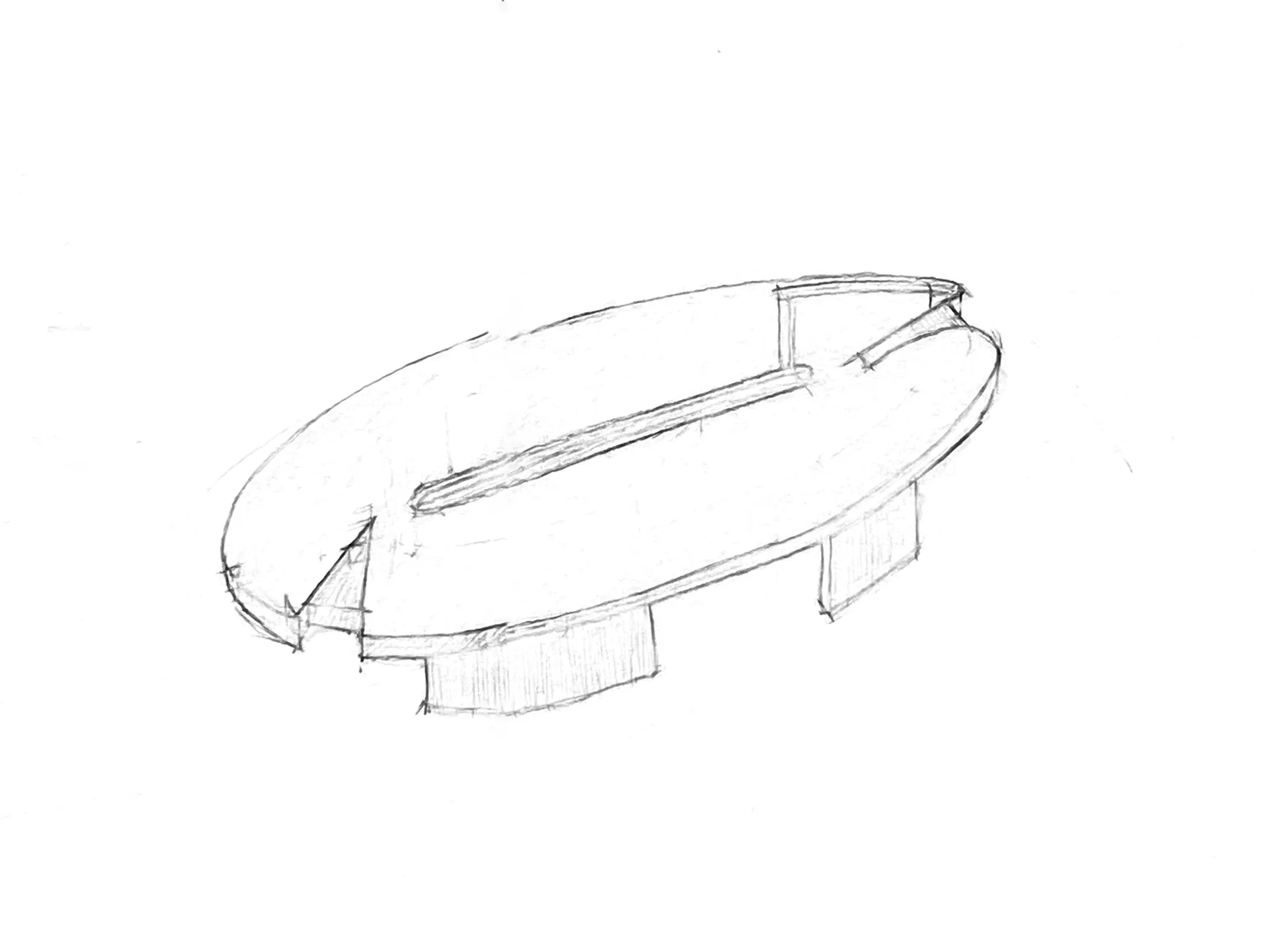 Empty white room with smooth walls, likely concrete, and a circular shape, with a focus on functionality and minimal ornamentation