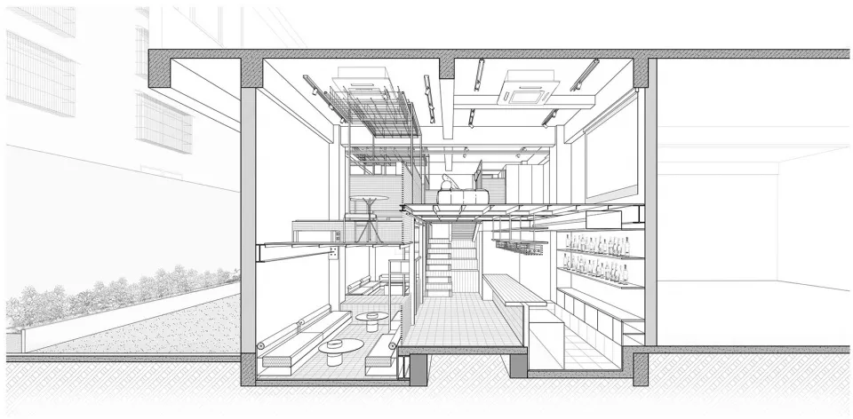 Modern kitchen with appliances, fixtures, and empty space for furniture and decor