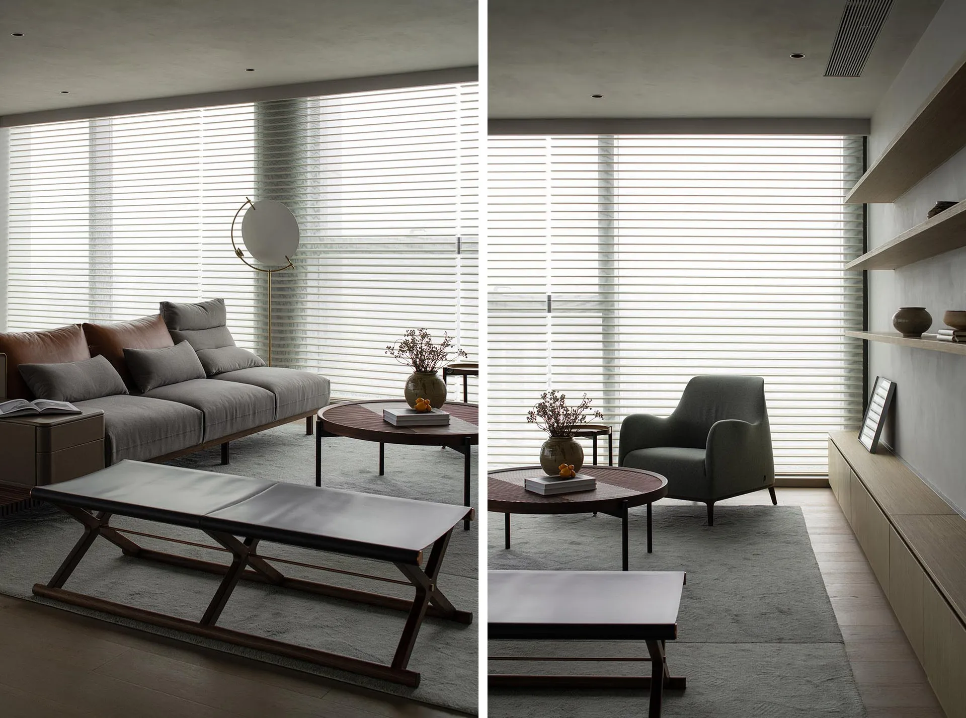 Well-furnished living room with couches, chairs, tables, and a potted plant, creating a comfortable and inviting atmosphere