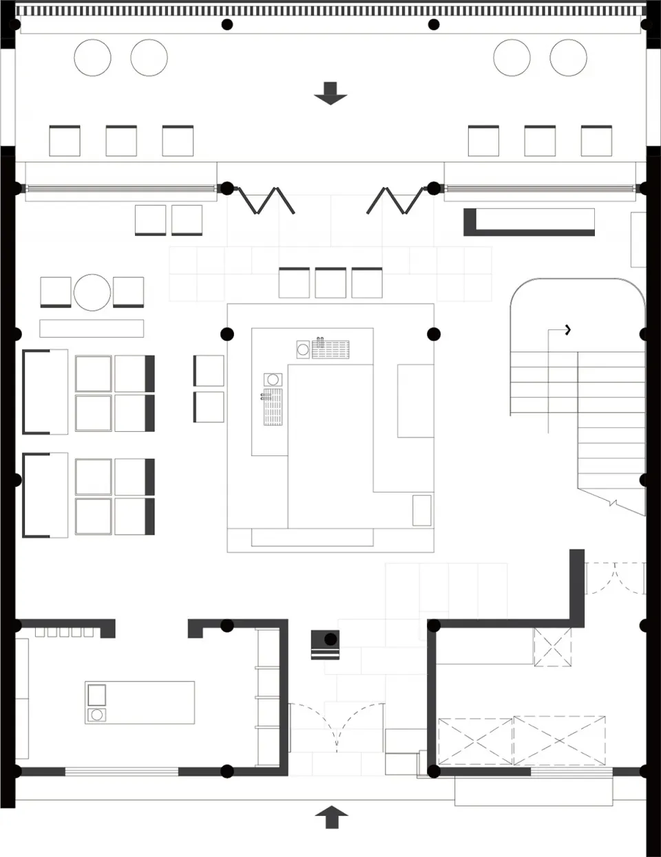 A detailed 2D floor plan of a modern house with labeled rooms, including a kitchen, dining area, living room, and bedrooms, showcasing a clean and organized layout