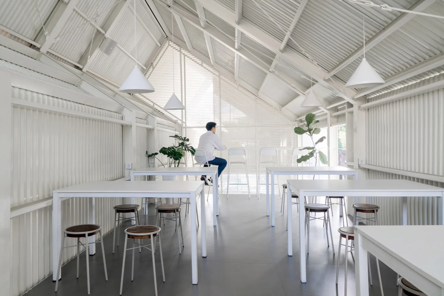 Bright and inviting open concept dining space with a white dining table surrounded by chairs and natural light from windows