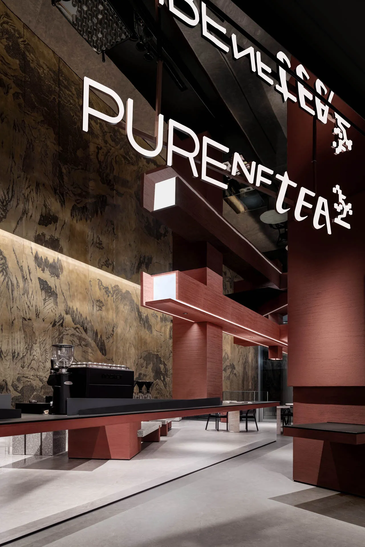 Inviting restaurant bar with a wooden counter, bottles, and comfortable seating