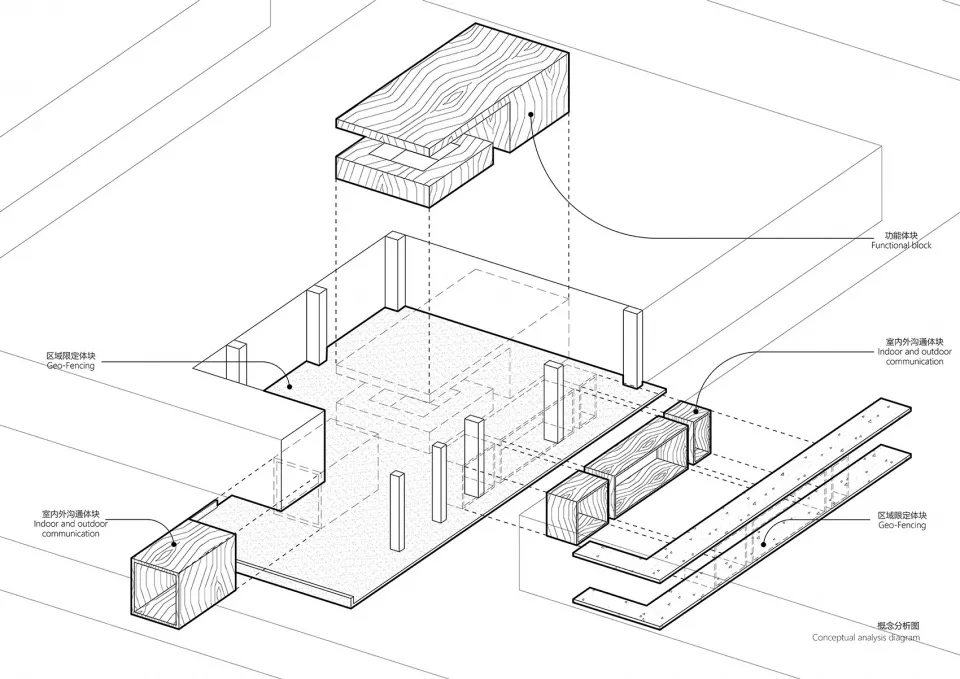 現代建築室內多層平面圖，包含線稿與標註