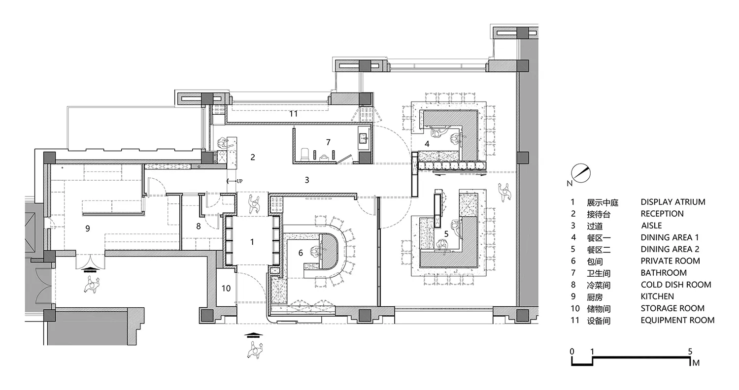現代住宅平面圖，展示客廳、餐廳、廚房與臥室，包含各式家具與設備