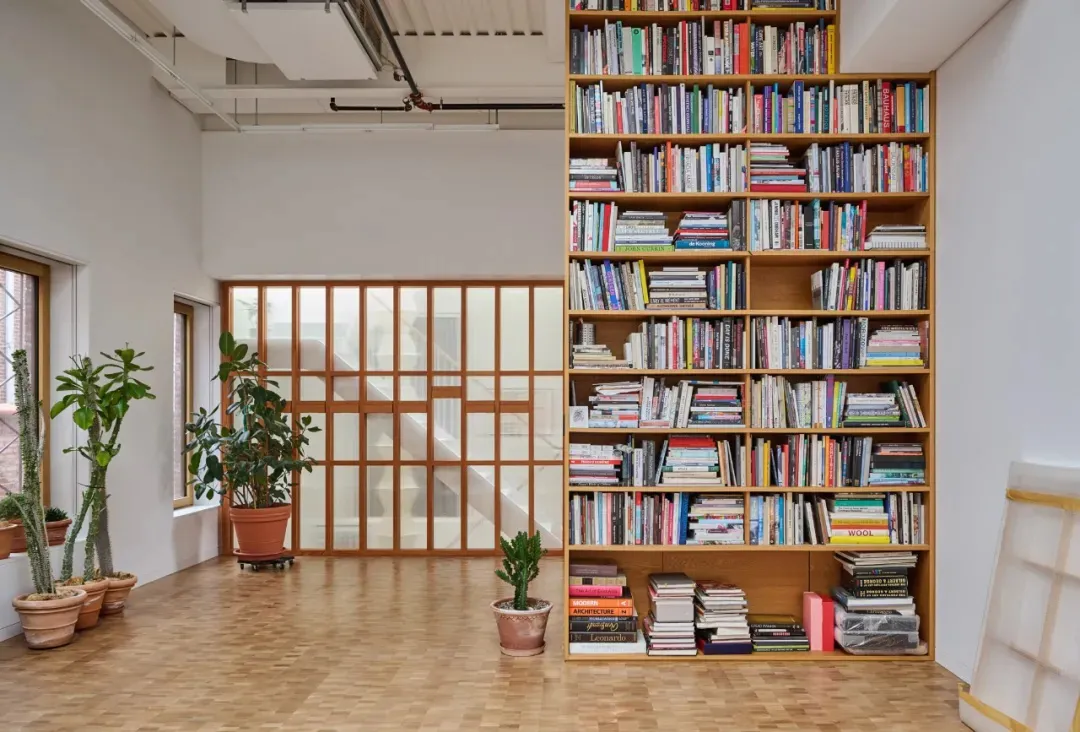 A calm and inviting library with numerous bookshelves, each containing multiple rows of books, creating a well-organized appearance