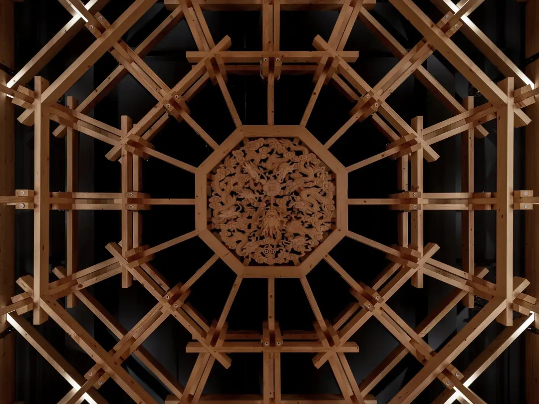 A wooden building with a round window, natural light, and a warm atmosphere