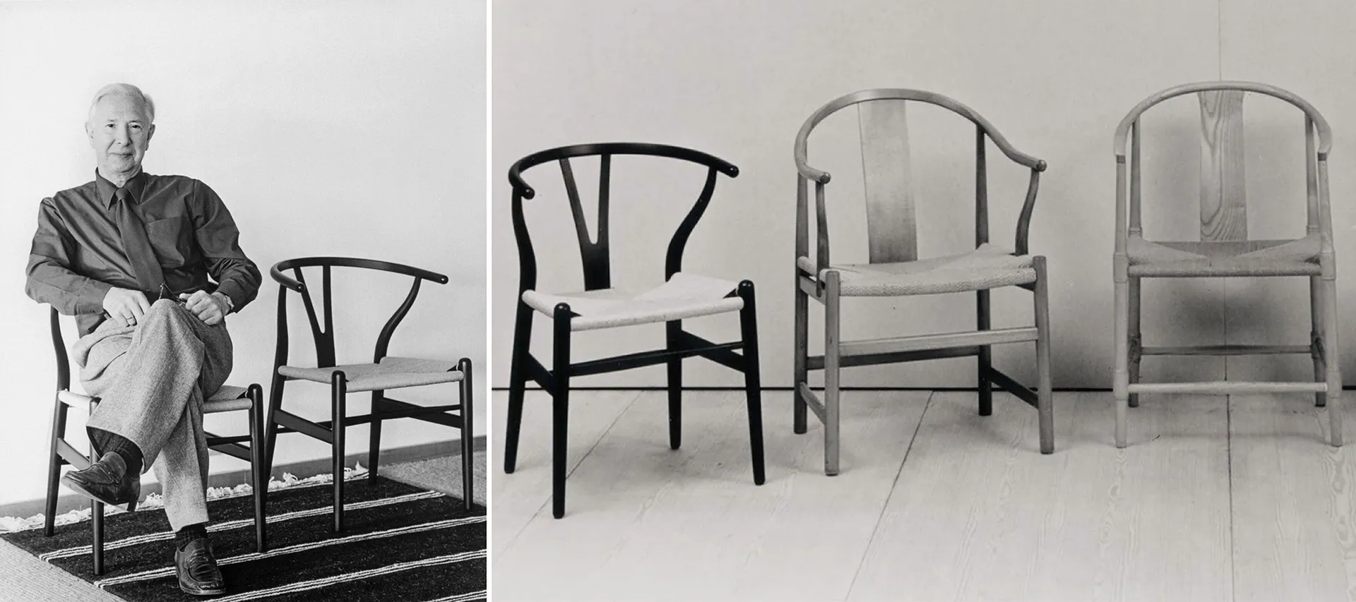A dimly lit living room with two wooden chairs placed in the center, on a wooden floor, with a white wall in the background