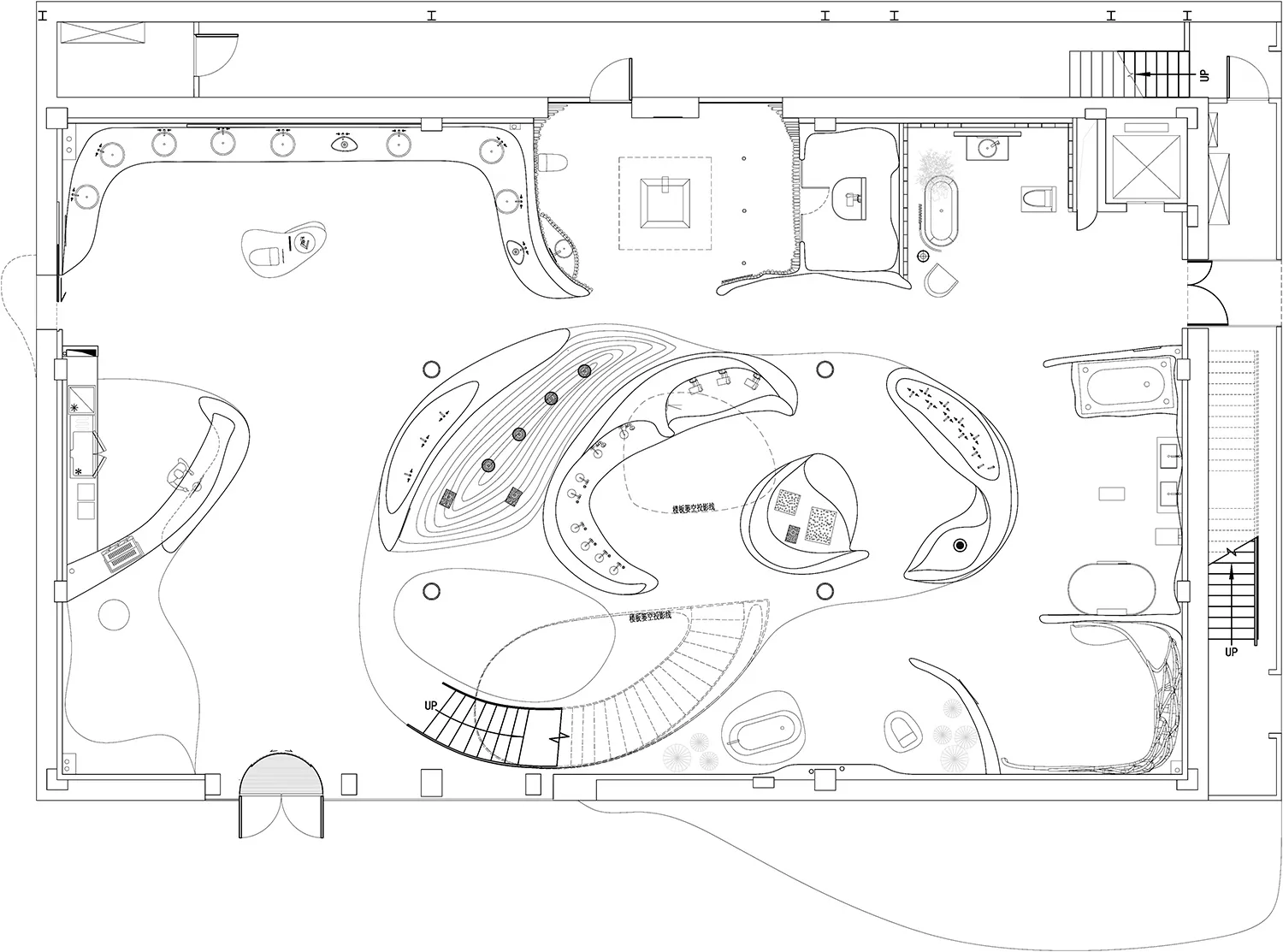 Hand-drawn floor plan of a house with separate living room, kitchen, and dining area, emphasizing simplicity and organization