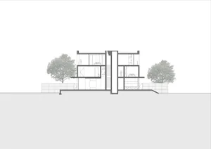 A modern architectural section showing a building with aluminum and glass materials.