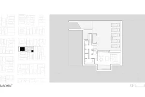 Concrete, steel, and glass residential floor plan