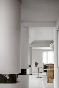 Modern kitchen designed with marble elements