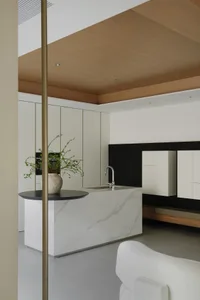 Modern interior design featuring marble elements.