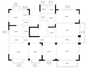 2D architectural drawing of a residential apartment's floor space layout.
