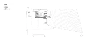 2D architectural blueprint of a modern floor plan with labeled rooms and dimensions.