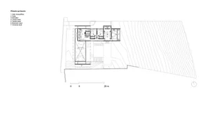 Floor plan of a residential house showing the layout of the upper floor, including rooms and their connections.