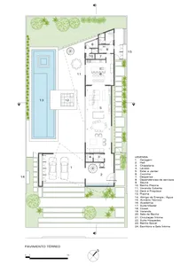 Modern residential space with floor plan layout, featuring open-concept design and minimalistic elements.