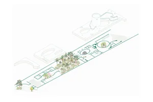 Architectural plan of an indoor garden with detailed layouts and plant arrangements
