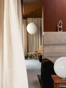 Modern living room with marble accents