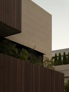 Modern exterior building with metal panels