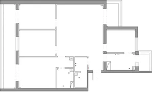 Minimalist architectural floor plan with clear layout and open spaces