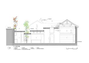 A floor plan of a modern residential interior architecture.