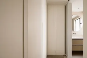 Minimalist interior design with neutral tones and clean lines.