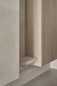 Modern floating shelf constructed from wood materials