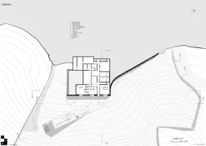 Floor plan of a modern residential building with concrete material.