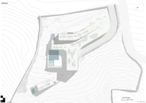 This is a detailed architectural floor plan for a residential building, showing the layout of rooms and spaces within the str
