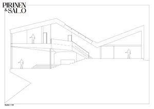 A detailed indoor architectural floor plan depicting a multi-level residential or commercial space.